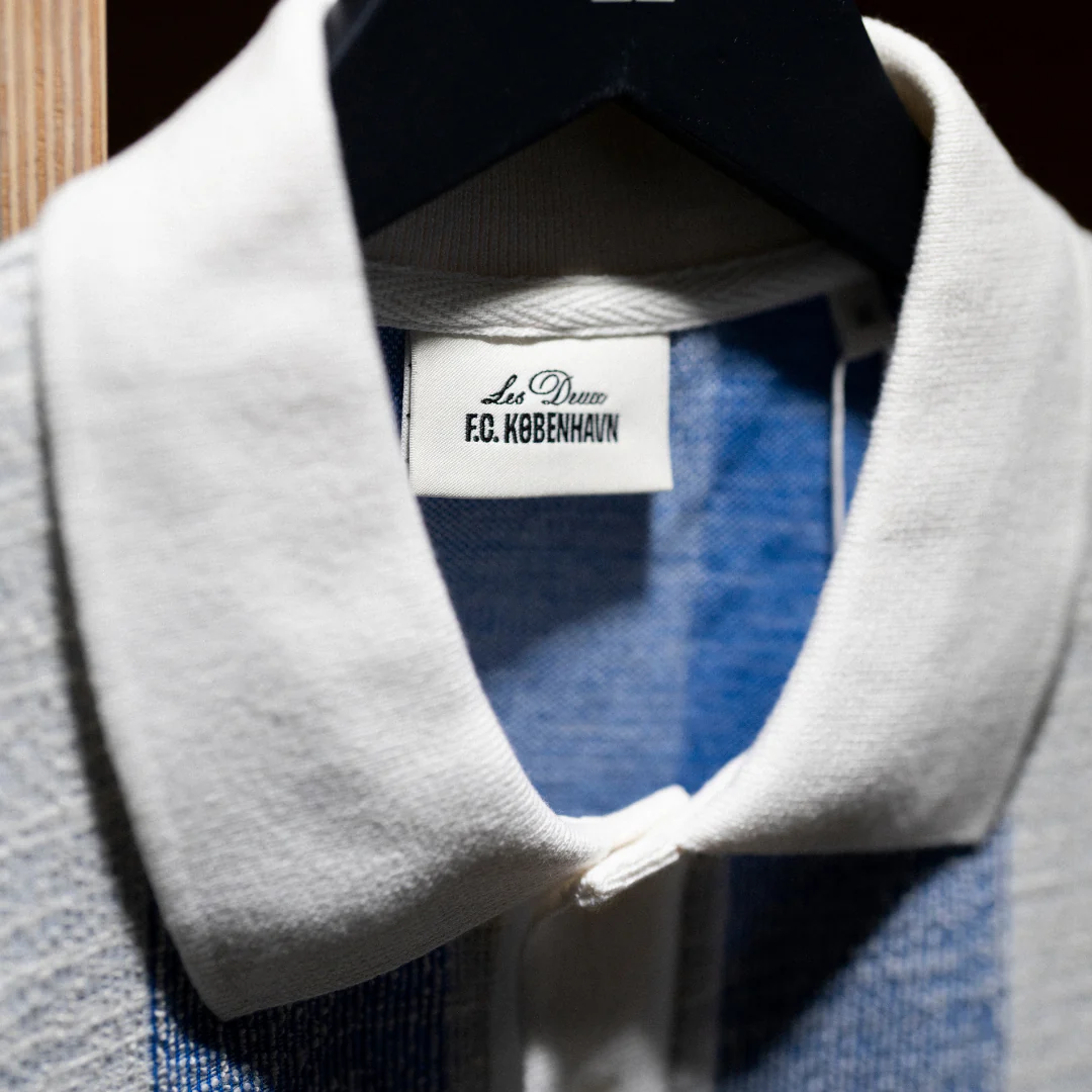 FCK x Les Deux Jersey Jacquard Polo Blå/hvid - Image 5